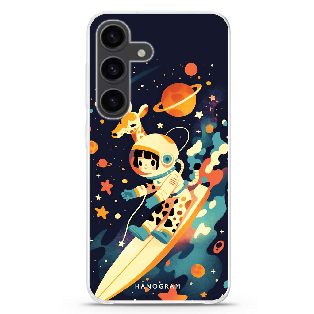 Space Giraffe Samsung Galaxy S26/S25/S24 水晶透明保護殼正面展示