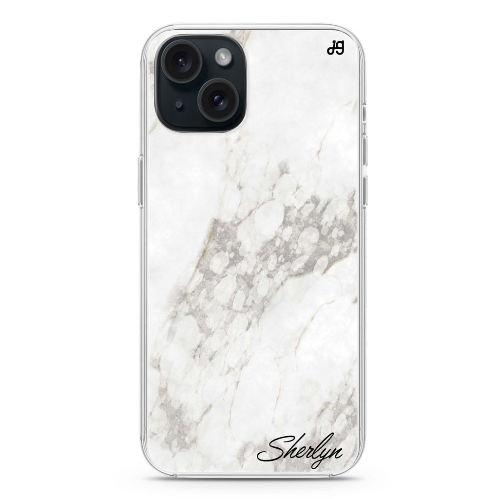 Simple White Marble iPhone 15 水晶透明保護殼