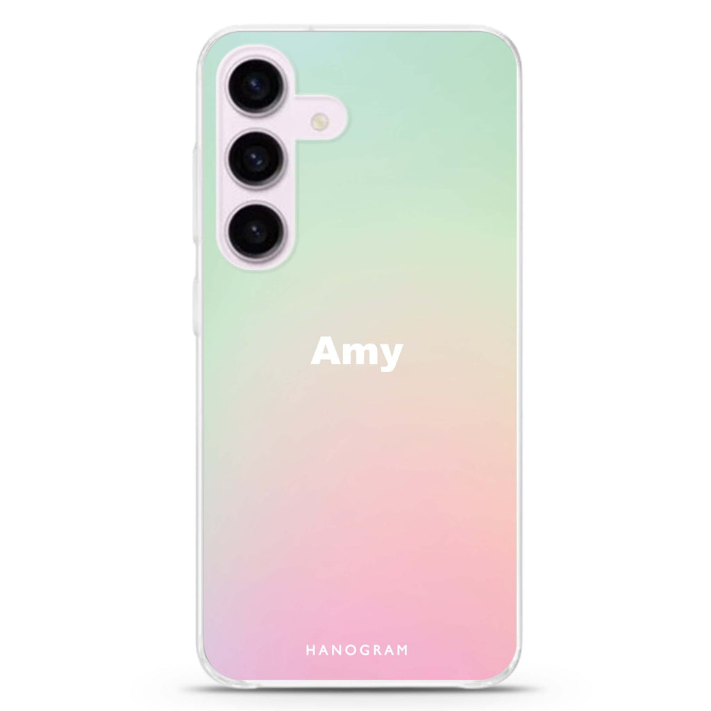 Dreamy Pastel Samsung Galaxy S26/S25/S24 可加名字水晶透明保護殼正面展示