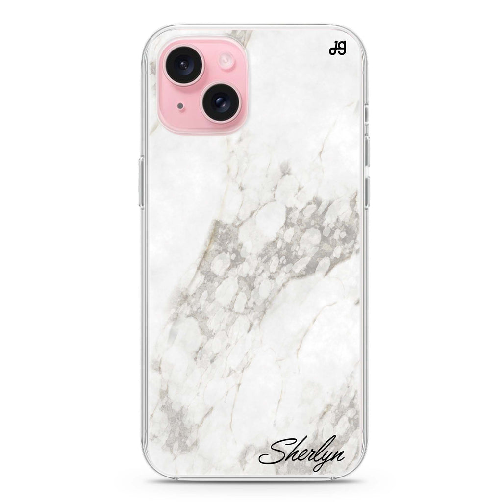 Simple White Marble iPhone 15 plus 水晶透明保護殼