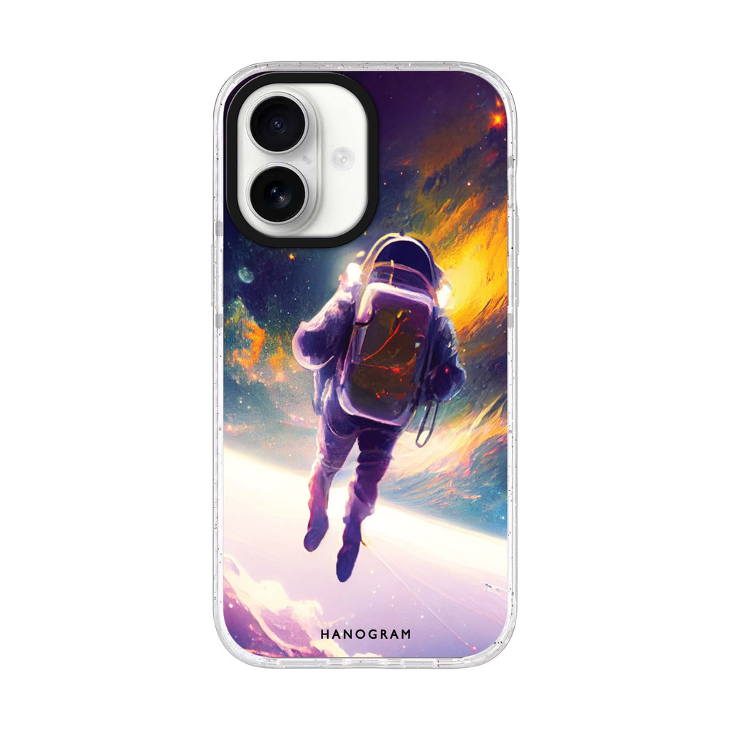 Flying Astronaut iPhone 17 水晶透明保護殼正面展示