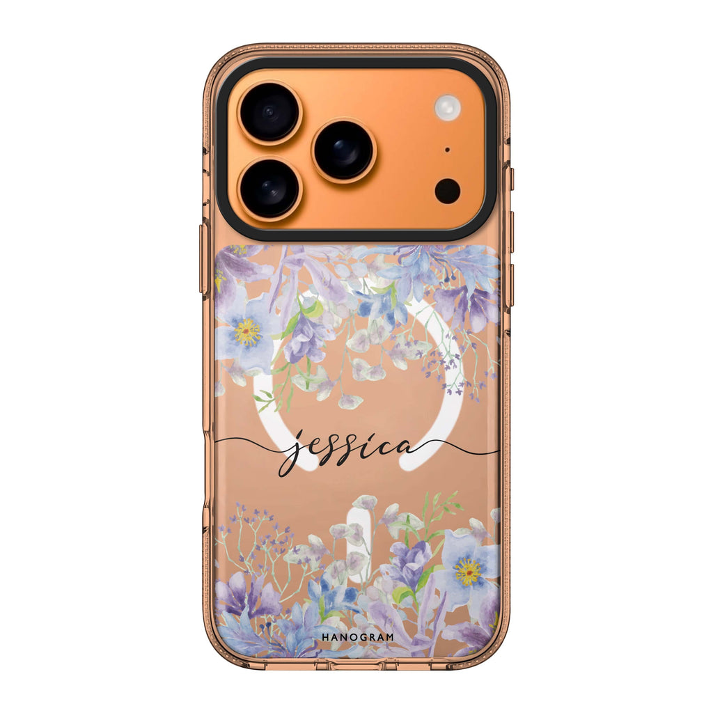 Flowers Bloom iPhone 17 Pro Max MagSafe 水晶透明保護殼 花卉圖案設計 可自訂名字及字色 圖1