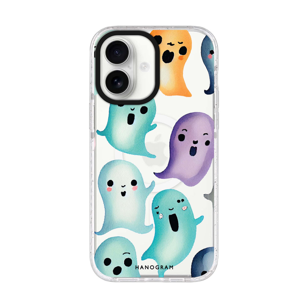 Cute Ghost iPhone 17 水晶透明保護殼正面展示