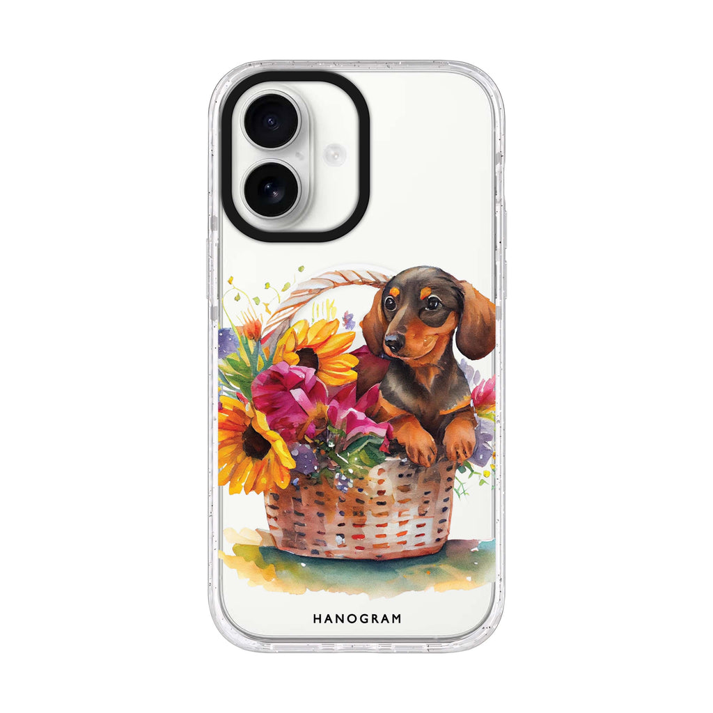 Floral & Dog iPhone 17 水晶透明保護殼正面展示