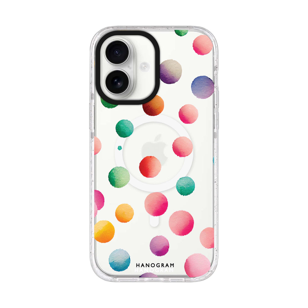 Watercolour Polka Dot iPhone 17 水晶透明保護殼正面展示