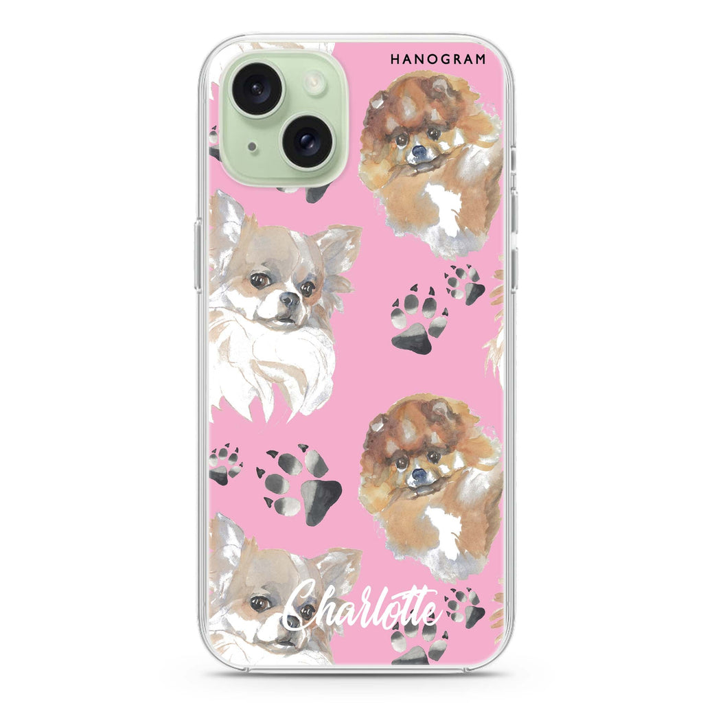 Pompom & Chihuahua iPhone 15 Plus Magsafe 兼容水晶透明保護殼