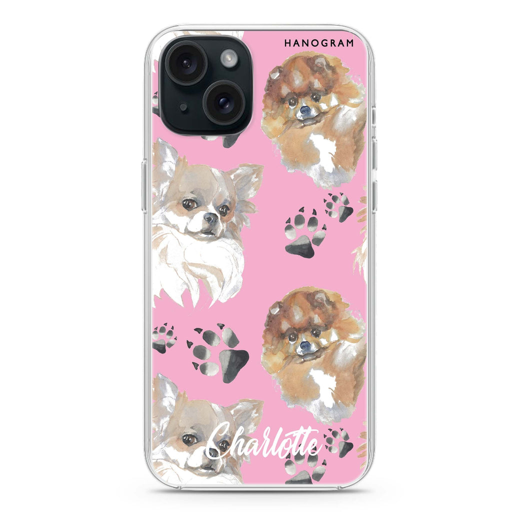 Pompom & Chihuahua iPhone 15 Magsafe 兼容水晶透明保護殼