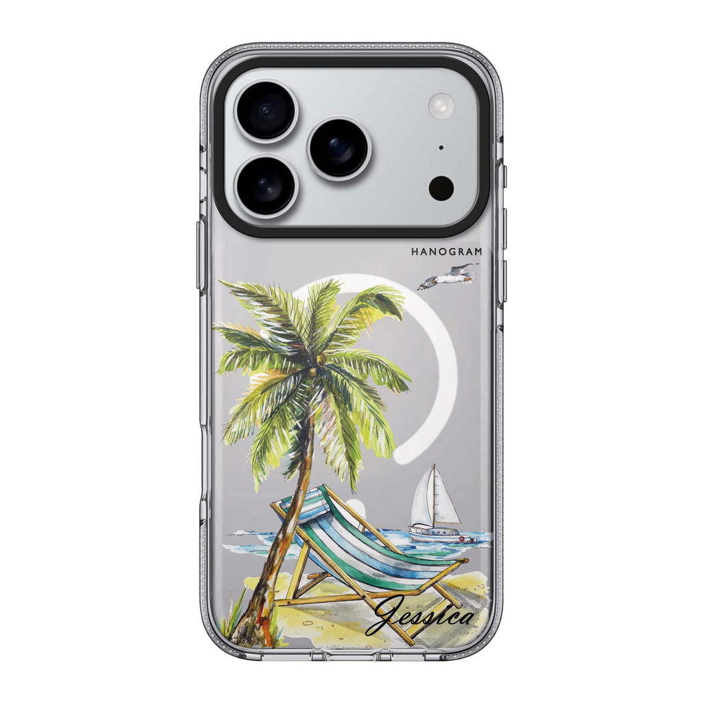Summer on the beach iPhone 17 Pro Max MagSafe 水晶透明保護殼 自然風格設計 可自訂名字 圖1