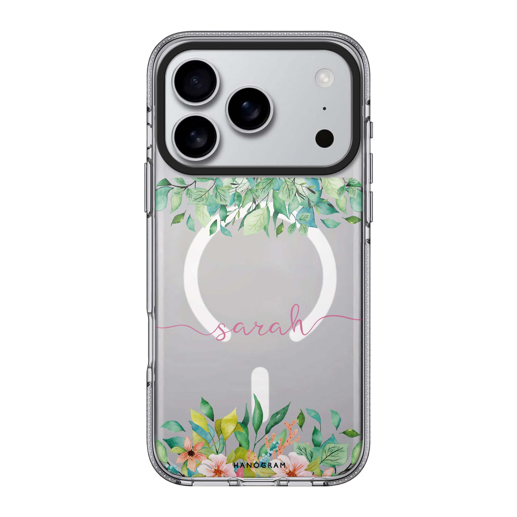 Floral Imagination iPhone 17 Pro Max MagSafe 水晶透明保護殼 花卉圖案設計 可自訂名字及字色 圖1