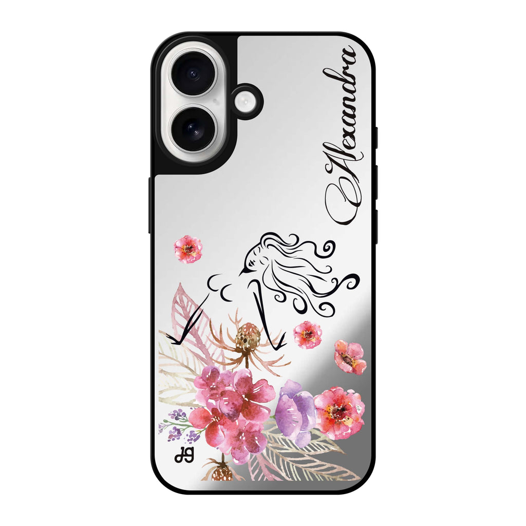 Reflective iPhone 16 Mirror Case –Floral Fairy I Design