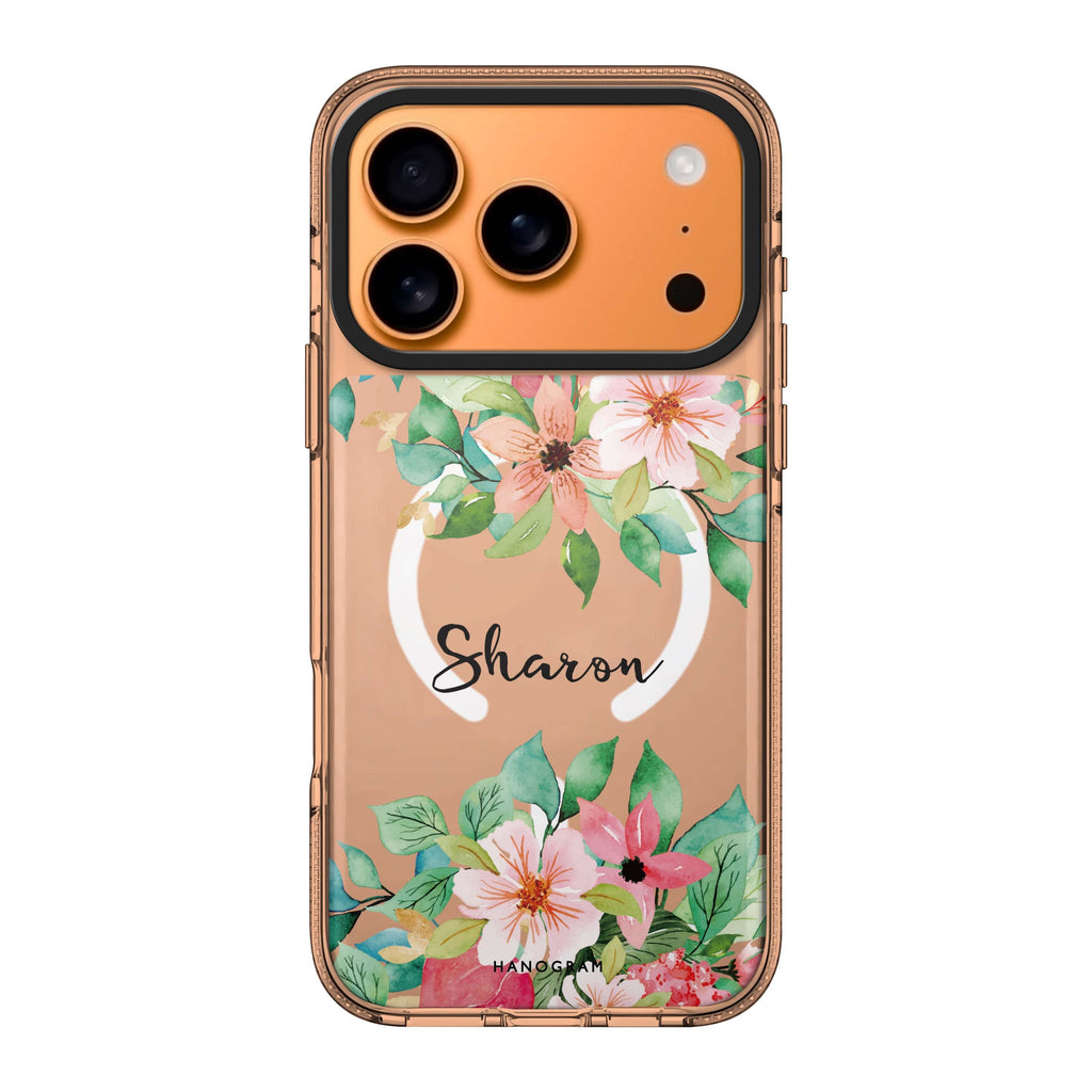 Floral Life iPhone 17 Pro Max MagSafe 水晶透明保護殼 花卉圖案設計 可自訂名字及字色 圖1
