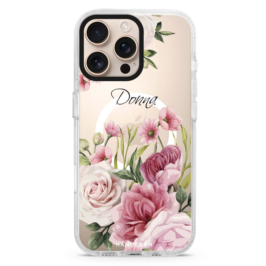 Beautiful Flowers Magsafe 兼容水晶透明保護殼