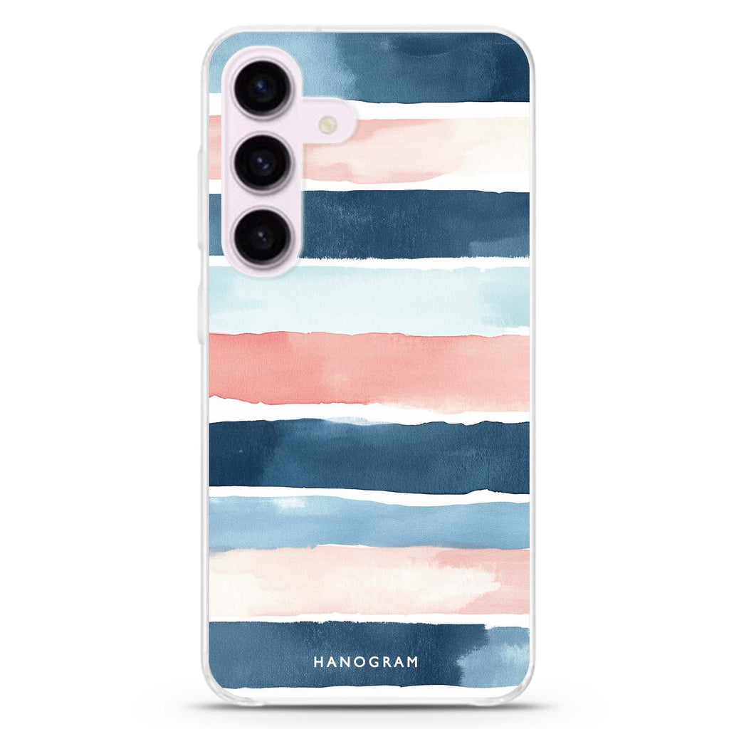 Seabreeze Stripes Samsung Galaxy S26/S25/S24 水晶透明保護殼正面展示