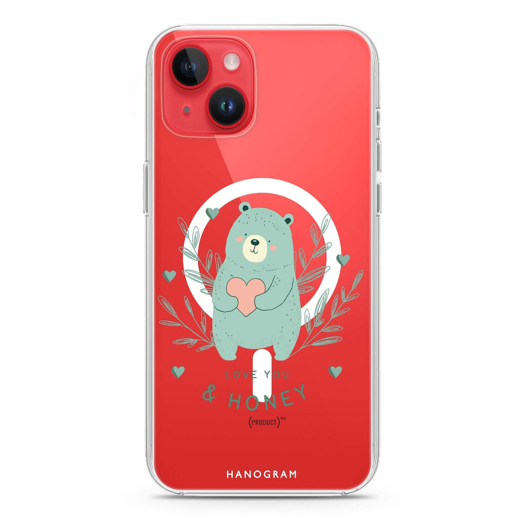 Honey Bear iPhone 14 Plus Magsafe 兼容水晶透明保護殼