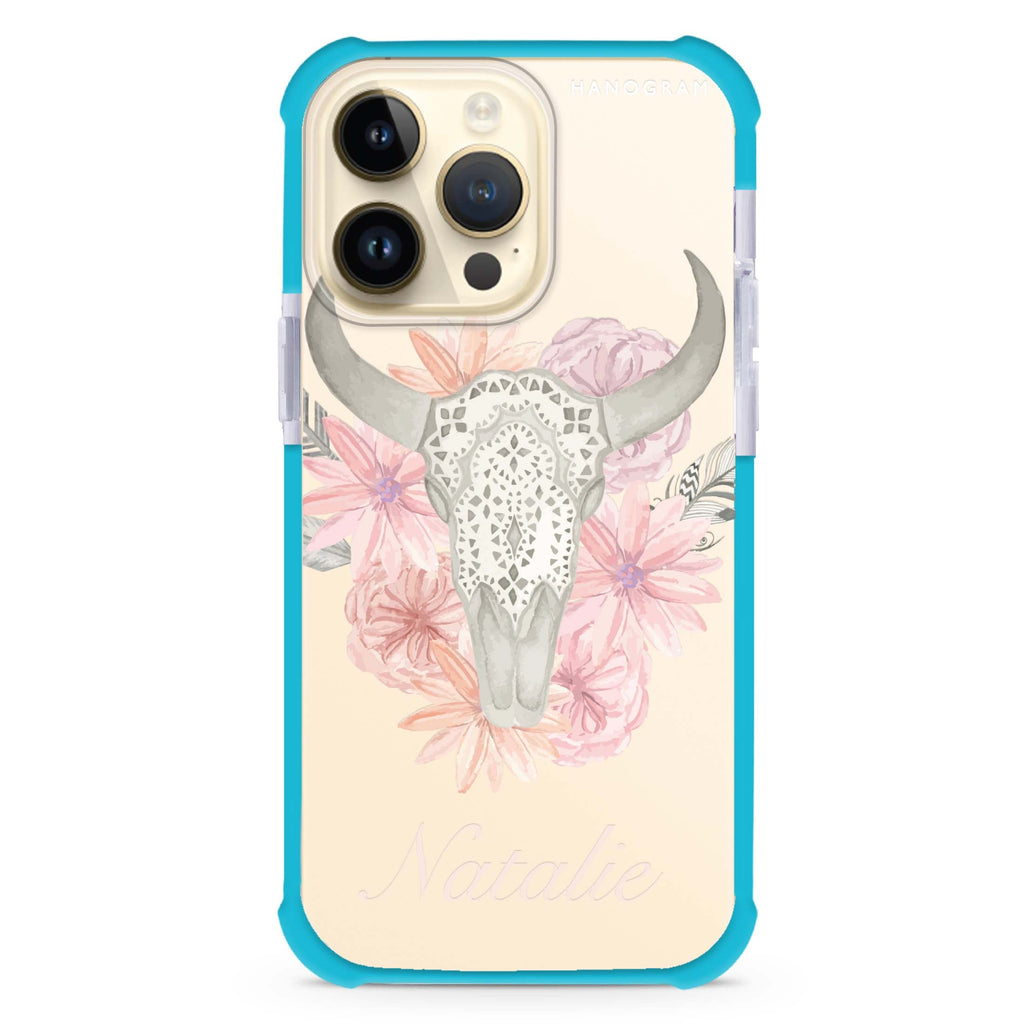Skull Bull & Watercolor Flowers 超強防摔保護殼