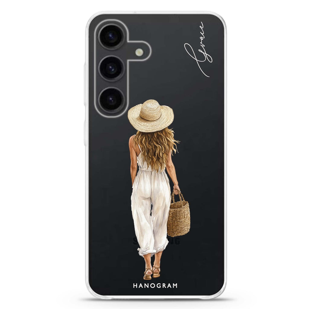 Golden Stroll Samsung Galaxy S26/S25/S24 可加名字水晶透明保護殼正面展示