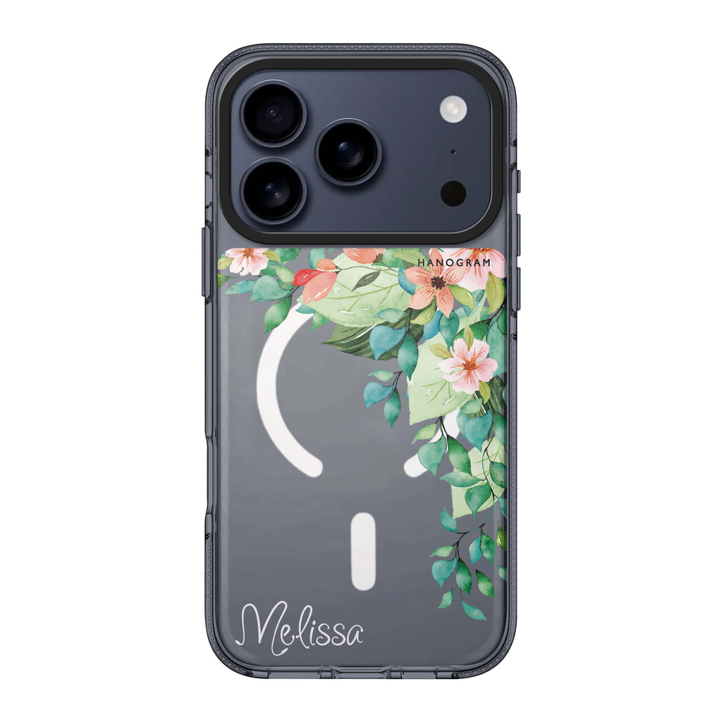 Secret Flower iPhone 17 Pro Max MagSafe 水晶透明保護殼 花卉圖案設計 可自訂名字及字色 圖1