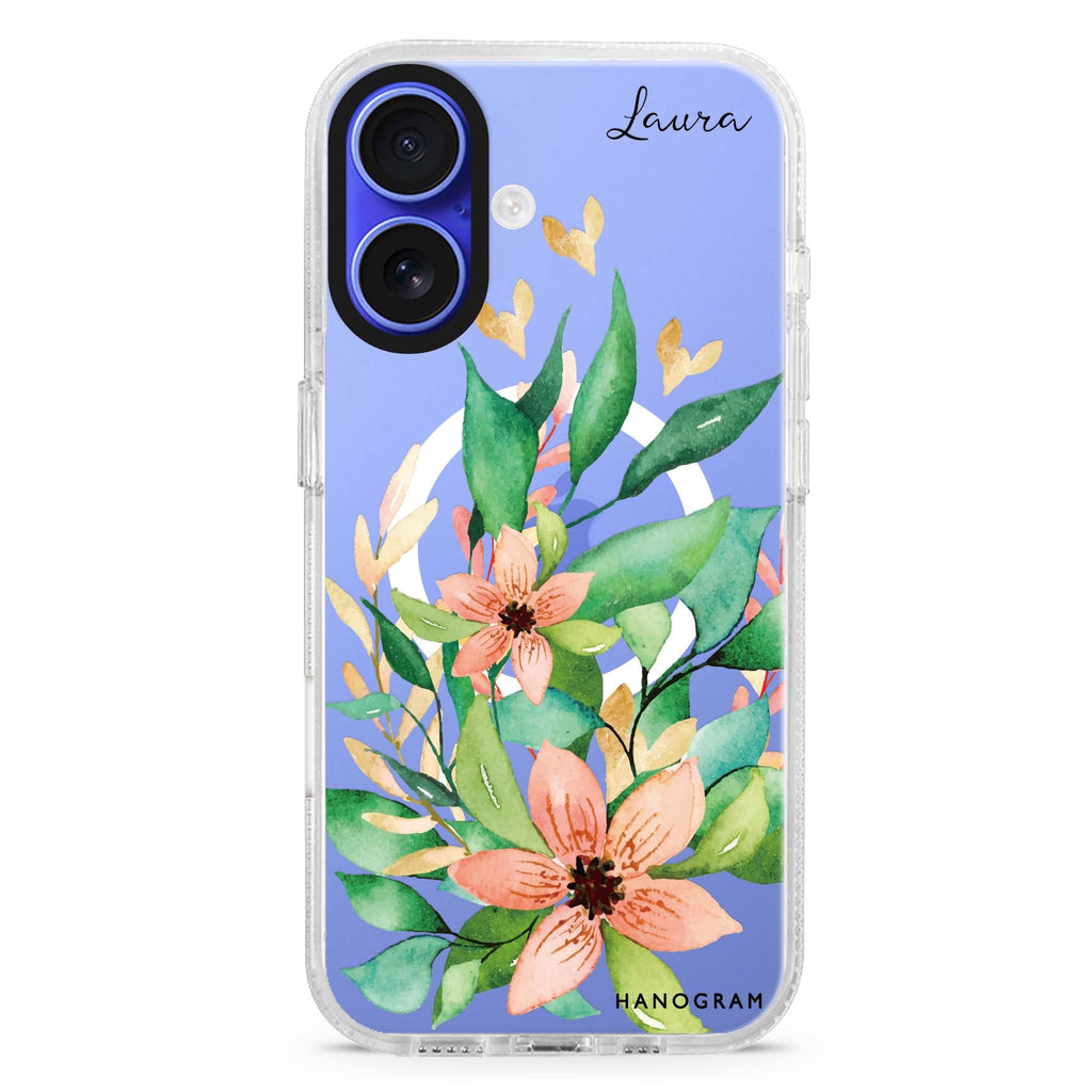 Floral Bloom Magsafe 兼容水晶透明保護殼
