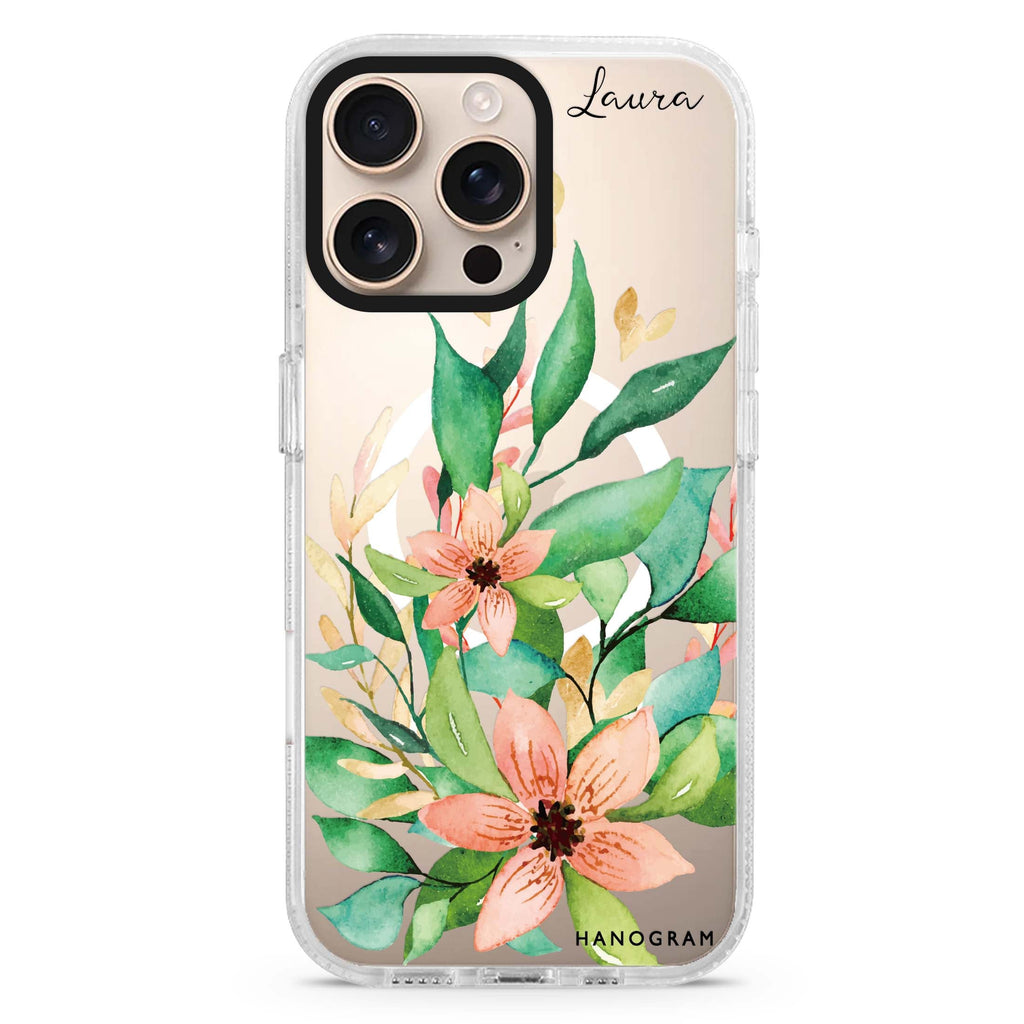 Floral Bloom Magsafe 兼容水晶透明保護殼