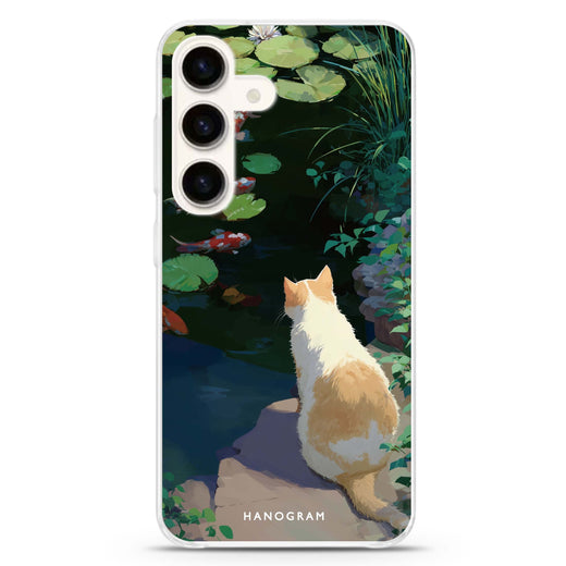 Koi & Cat Samsung Galaxy S26/S25/S24 水晶透明保護殼正面展示