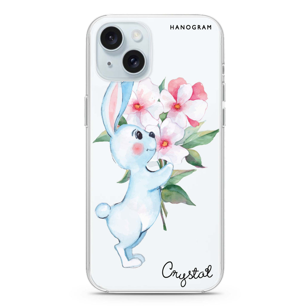Rabbit And Flowers iPhone 15 水晶透明保護殼
