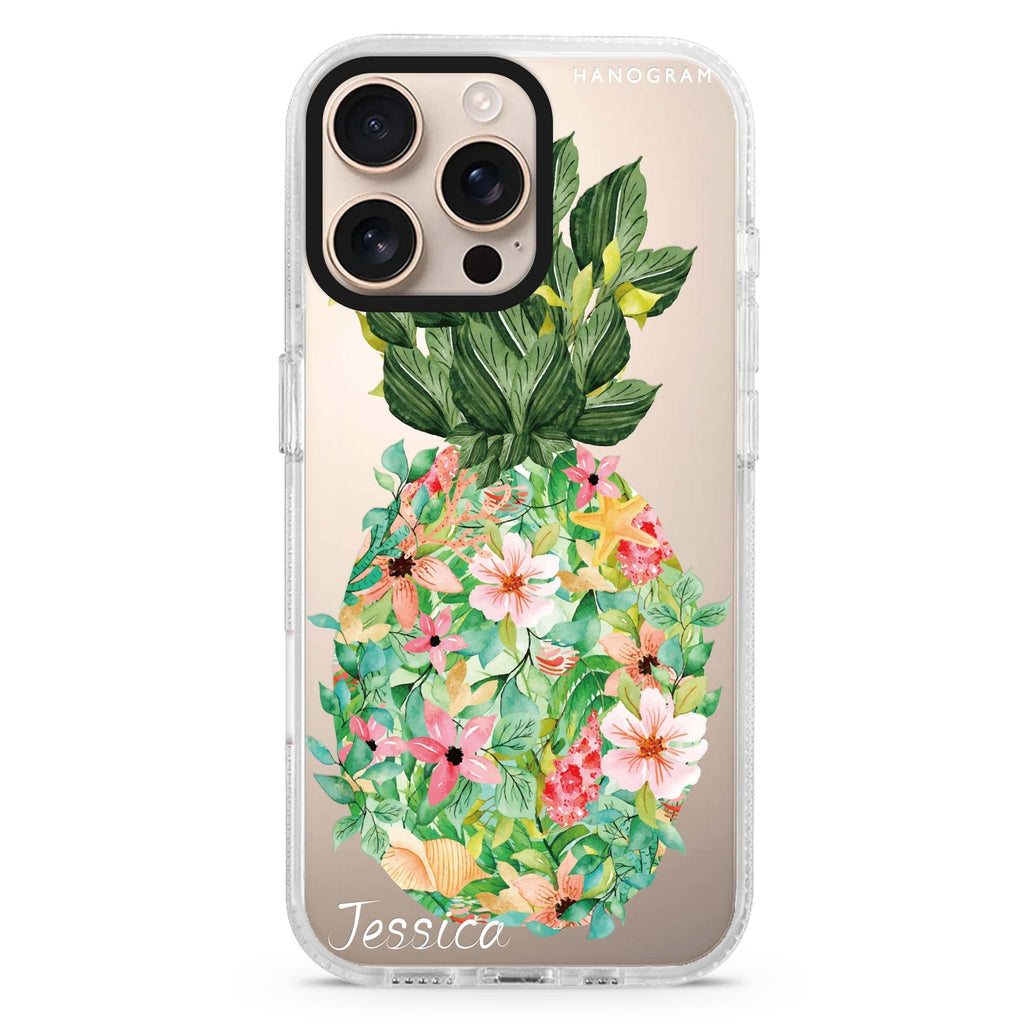 Floral Pineapple iPhone 16 Pro & 16 Pro Max Case - Personalized and Stylish Protection