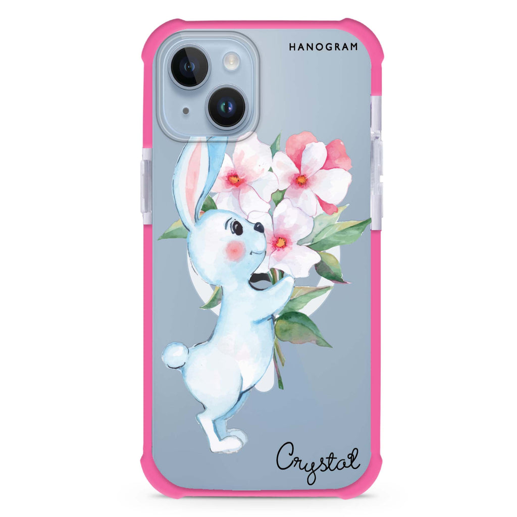 Rabbit And Flowers iPhone 15 Plus Magsafe 兼容超強防摔保護殼