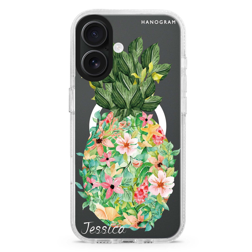 Floral Pineapple Magsafe 兼容水晶透明保護殼