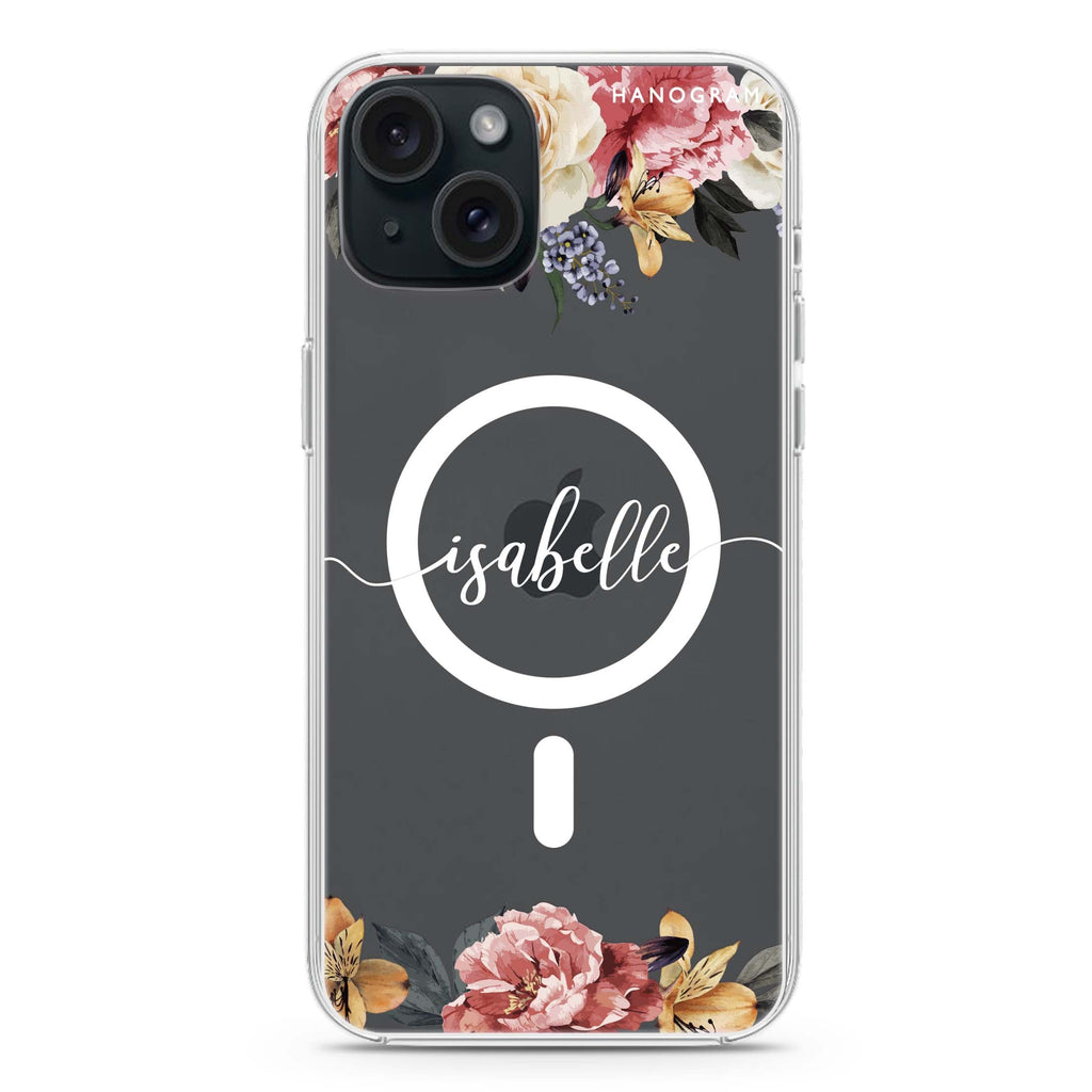 Art of Classic Floral iPhone 15 Plus Magsafe 兼容水晶透明保護殼
