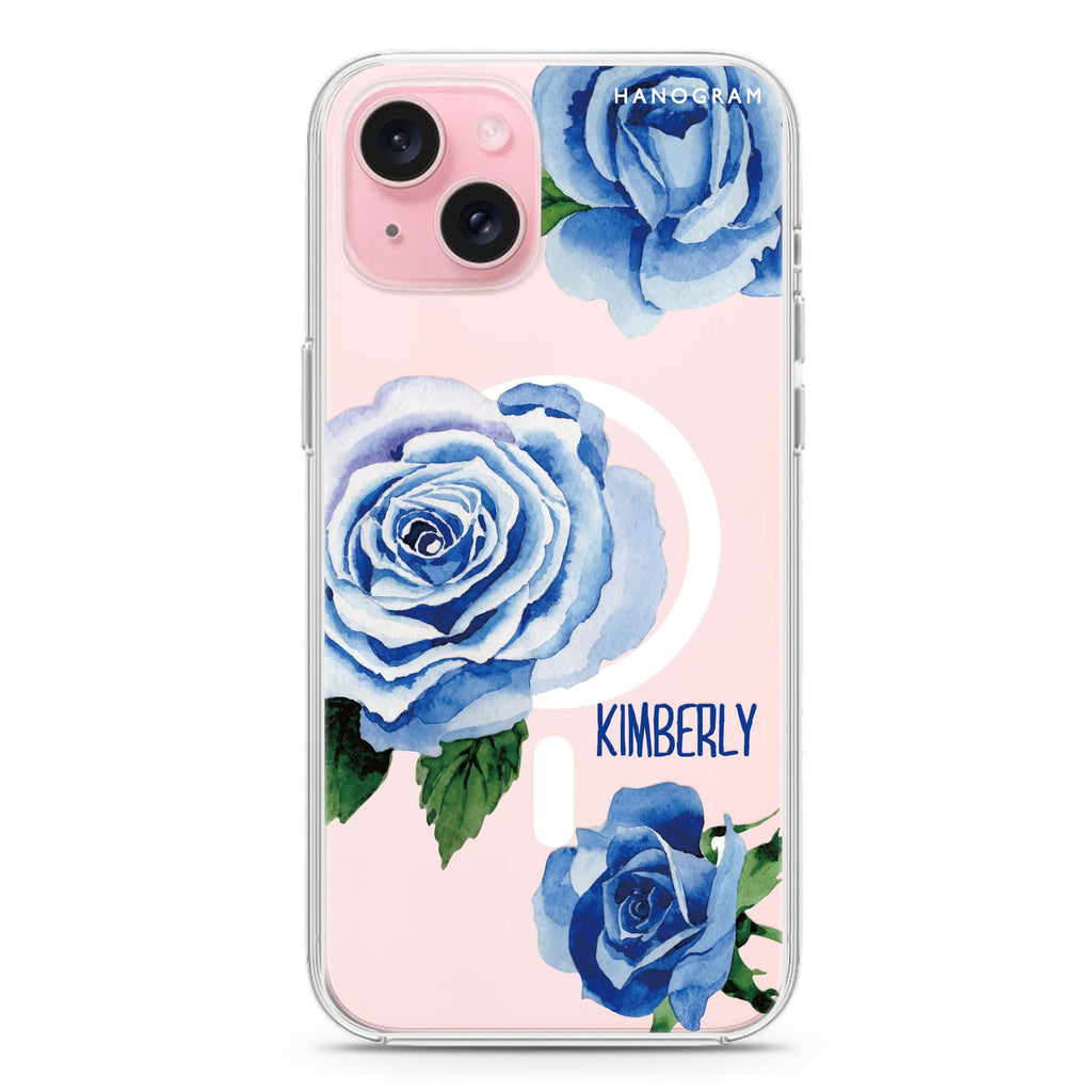 Blue Rose iPhone 15 Plus Magsafe 兼容水晶透明保護殼
