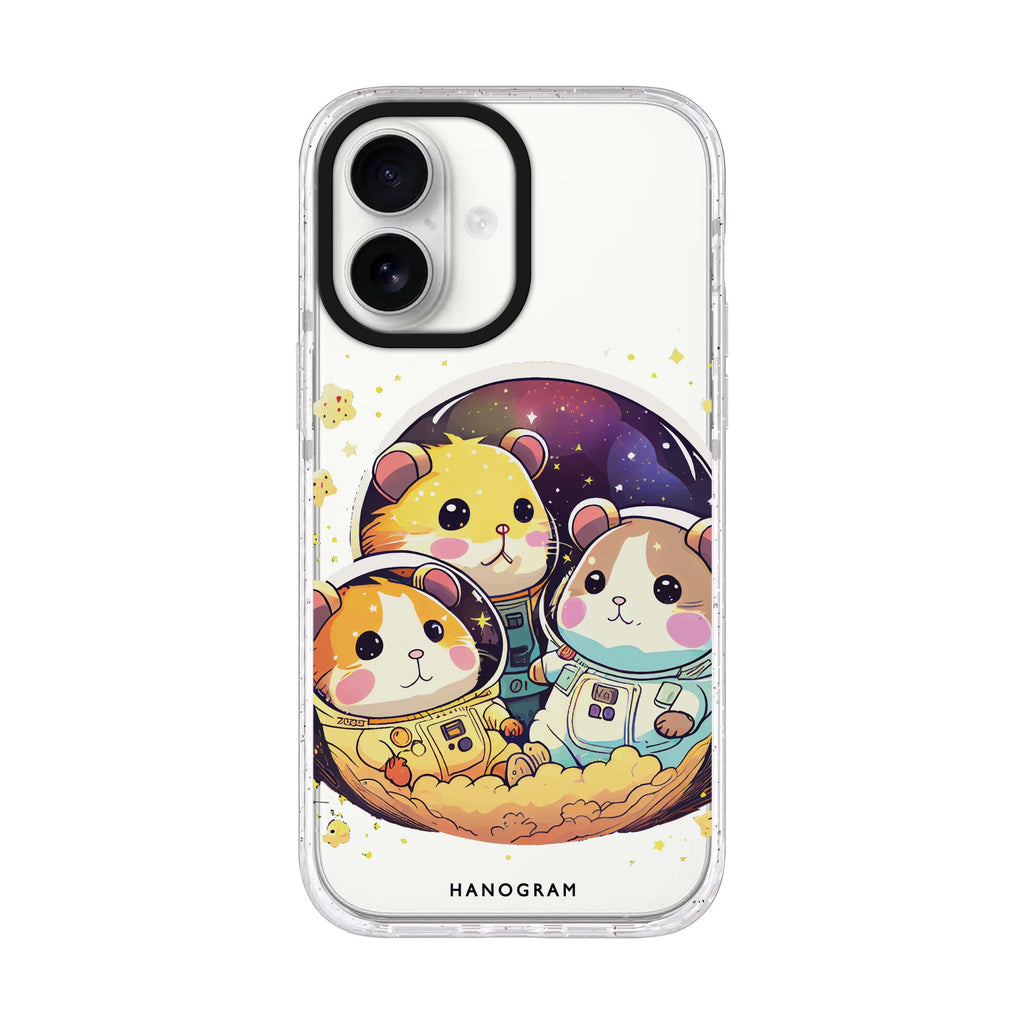 Cute space squirrels iPhone 17 水晶透明保護殼正面展示