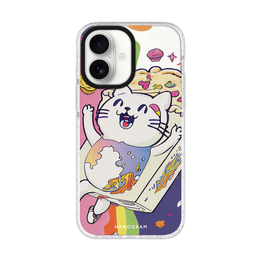 Rainbow Cat iPhone 17 水晶透明保護殼正面展示