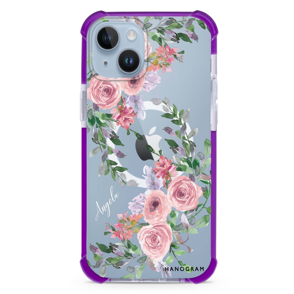 Lucy Watercolor Rose iPhone 15 Plus Magsafe 兼容超強防摔保護殼