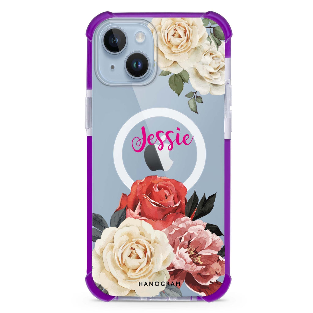 Vintage Floral iPhone 15 Plus Magsafe 兼容超強防摔保護殼
