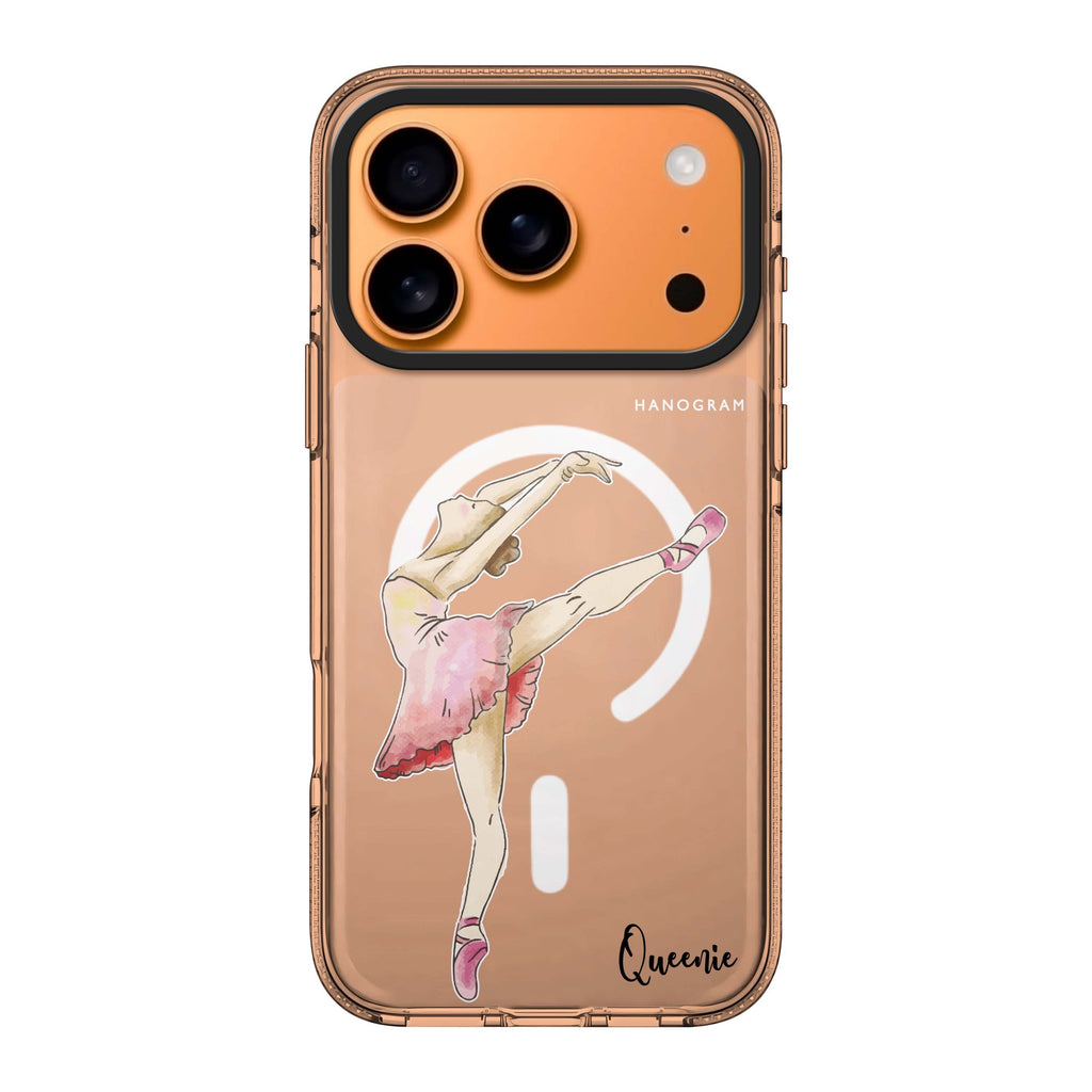 Ballet Girl iPhone 17 Pro Max MagSafe 水晶透明保護殼 人像插畫設計 可自訂名字及字色 圖1