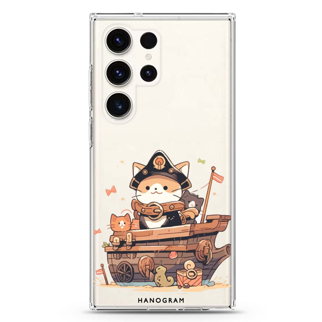 Buccaneer Kitty Samsung Galaxy Ultra 透明保護殼，適用 S26/S25/S24/S23 Ultra，圖1