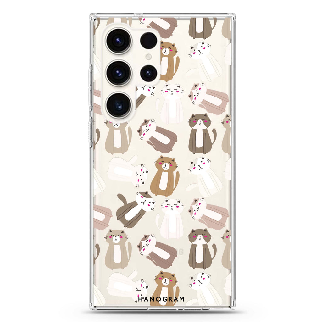 PurrPattern Perfection Samsung Galaxy Ultra 透明保護殼，適用 S26/S25/S24/S23 Ultra，圖1