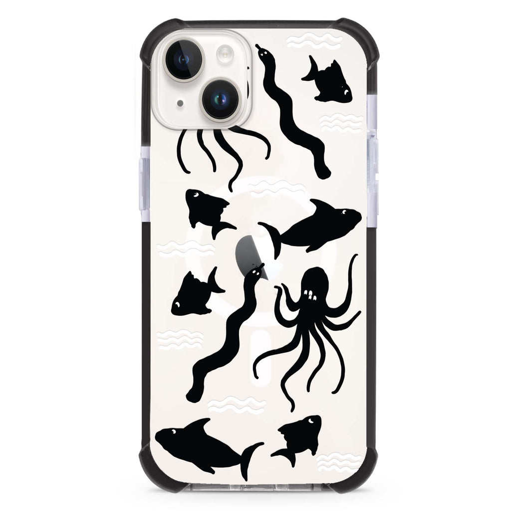 Water, Ocean and Sea Animals iPhone 15 Plus Magsafe 兼容超強防摔保護殼