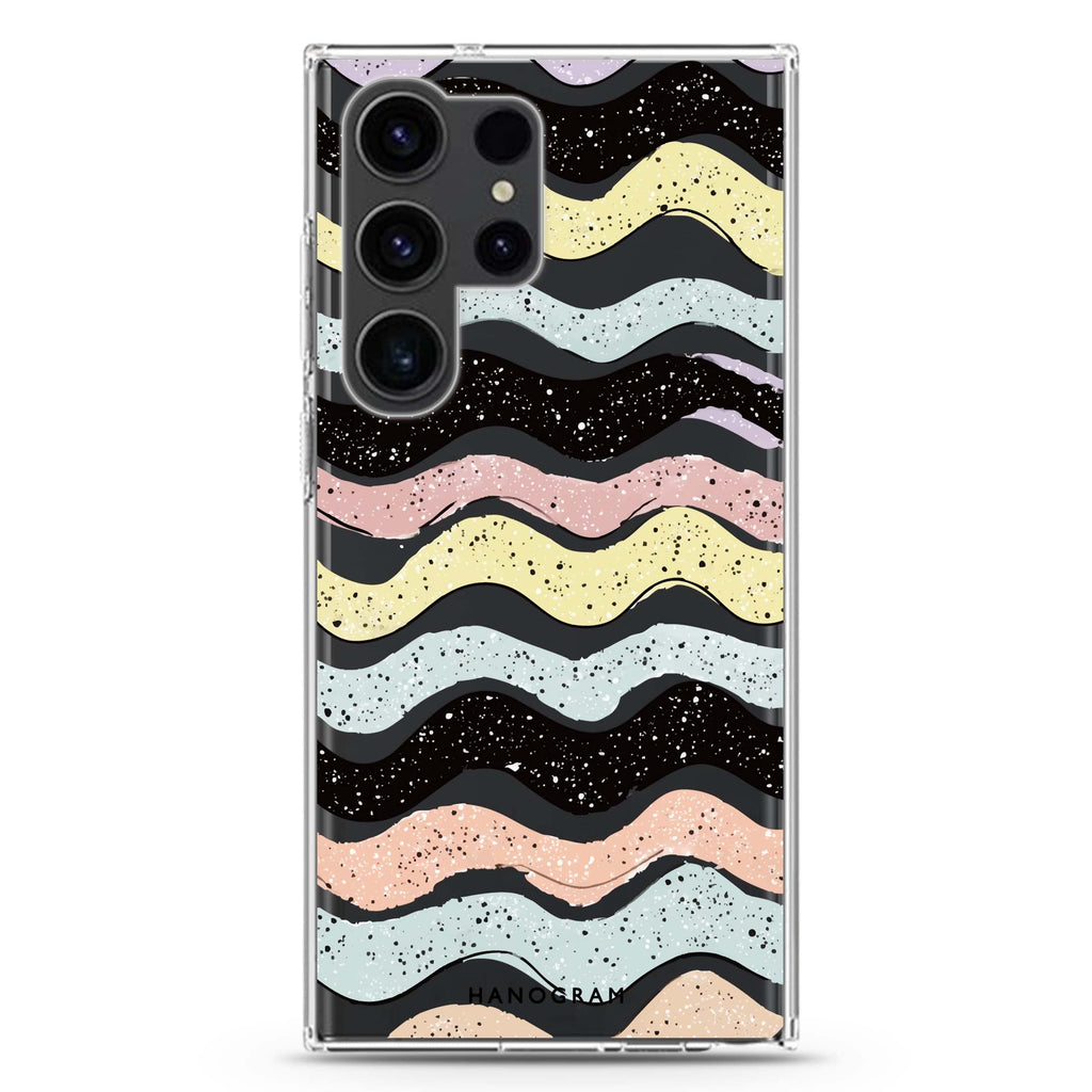Glitter Wave Doodles Samsung Galaxy Ultra 透明保護殼，適用 S26/S25/S24/S23 Ultra，圖1