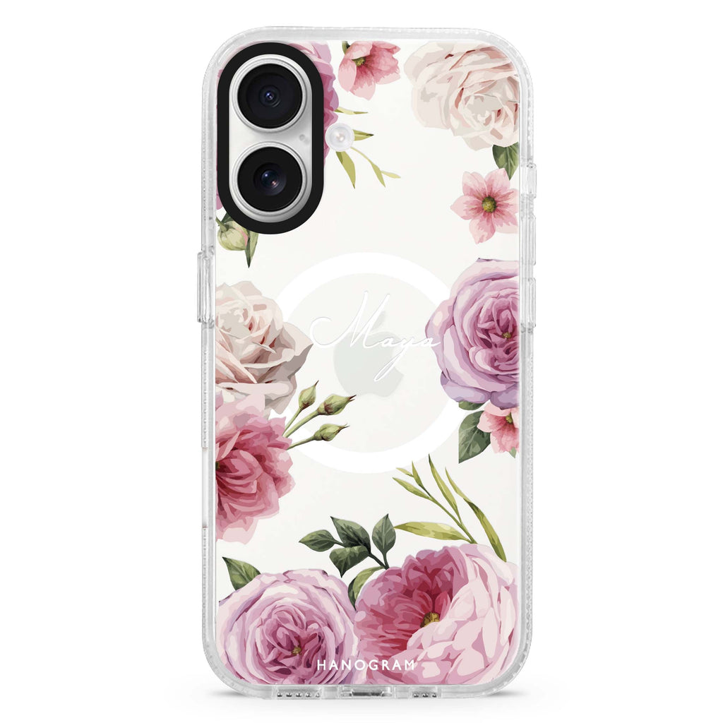 Beautiful Pretty Floral Magsafe 兼容水晶透明保護殼