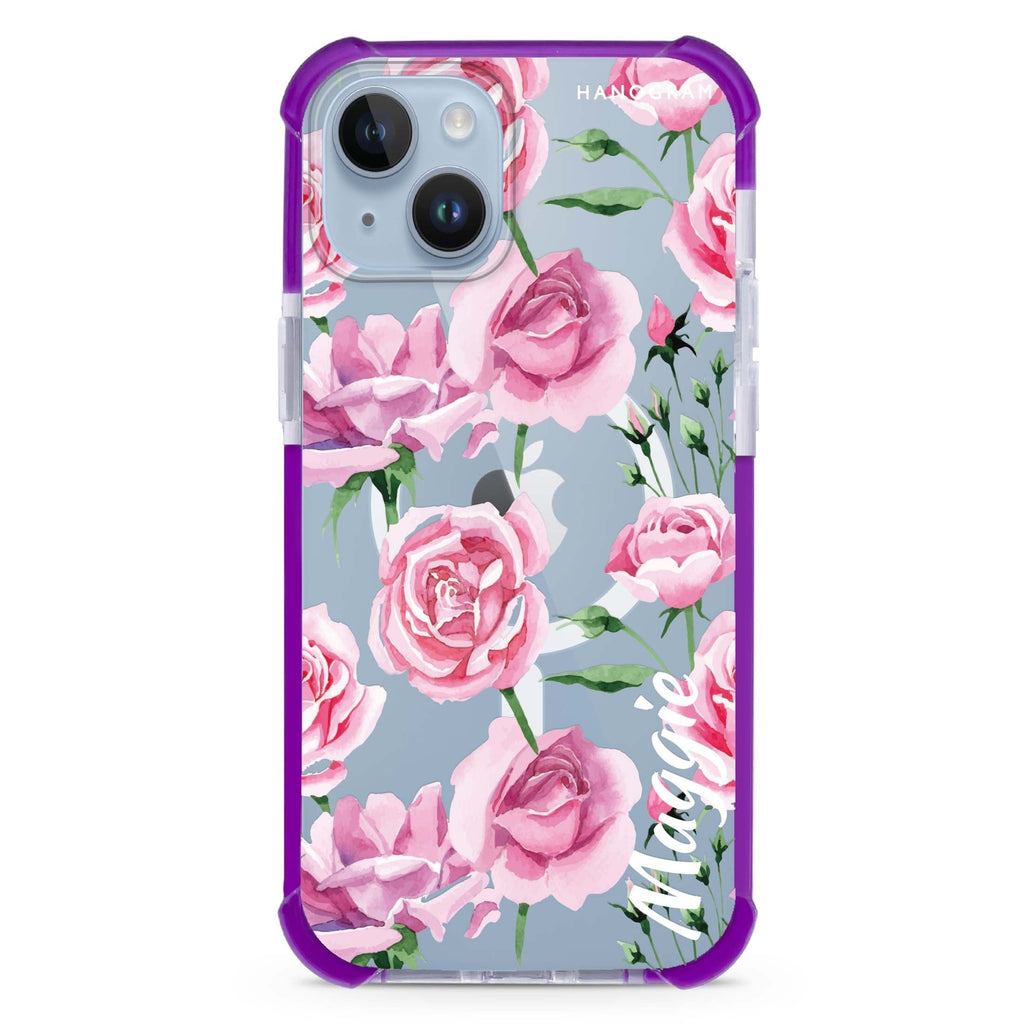 Pink Rose iPhone 15 Plus Magsafe 兼容超強防摔保護殼
