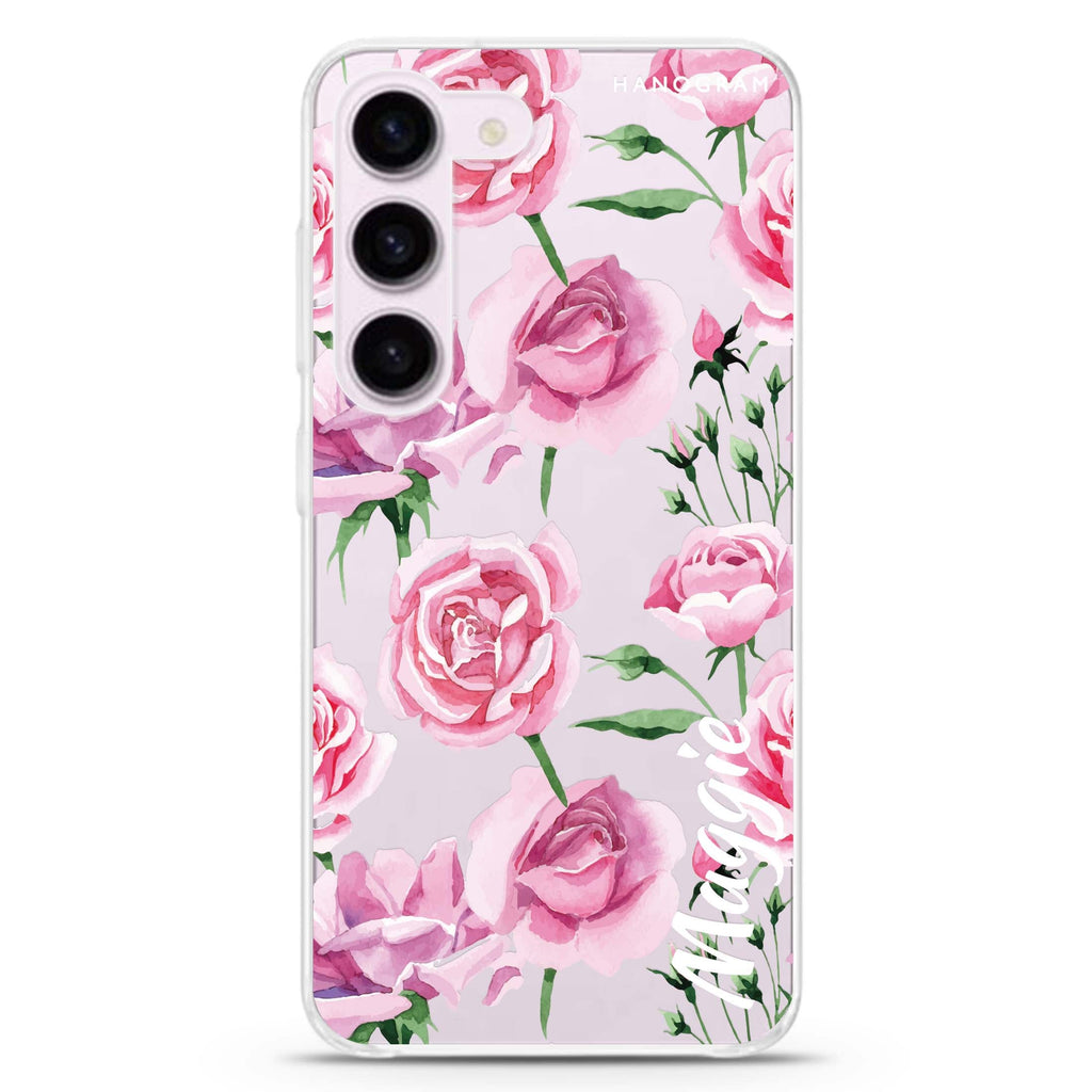 Pink Rose Samsung Galaxy 水晶透明保護殼