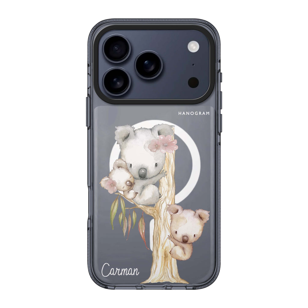 Koala iPhone 17 Pro Max MagSafe 水晶透明保護殼 樹熊圖案設計 可自訂名字及字色 圖1