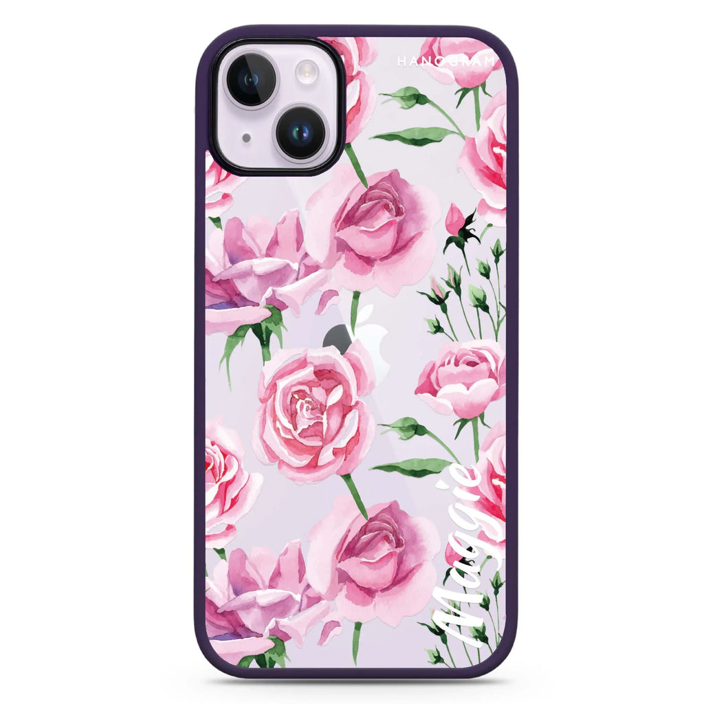 Pink Rose iPhone 15 Plus 防衝擊保護殼