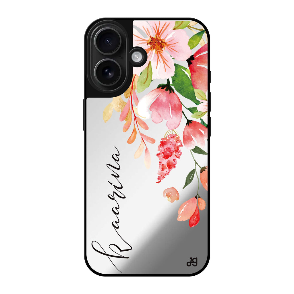 Reflective iPhone 16 Mirror Case –Watercolor Blossom Design