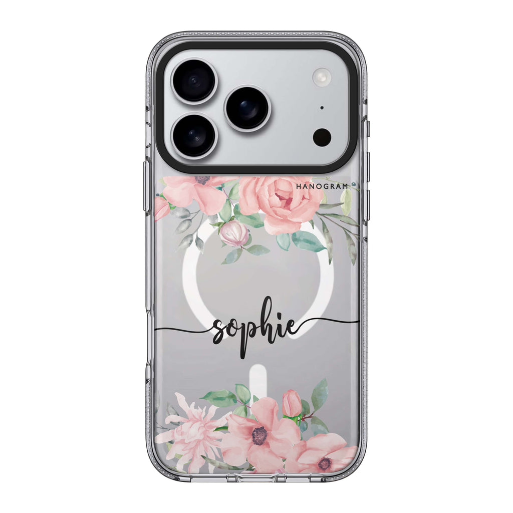 Forever Love Rose iPhone 17 Pro Max MagSafe 水晶透明保護殼 情人節設計設計 可自訂名字及字色 圖1