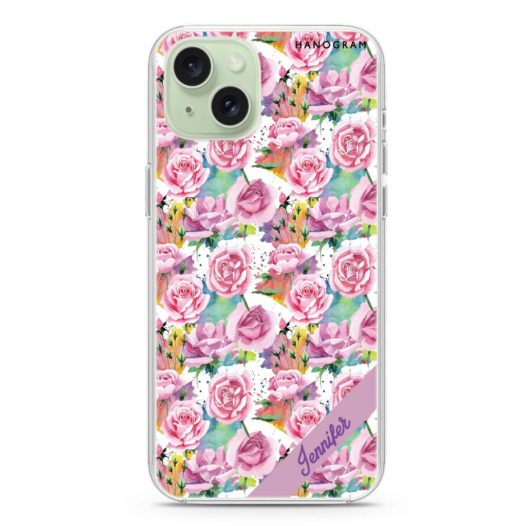 Colorful Rose iPhone 15 Plus Magsafe 兼容水晶透明保護殼