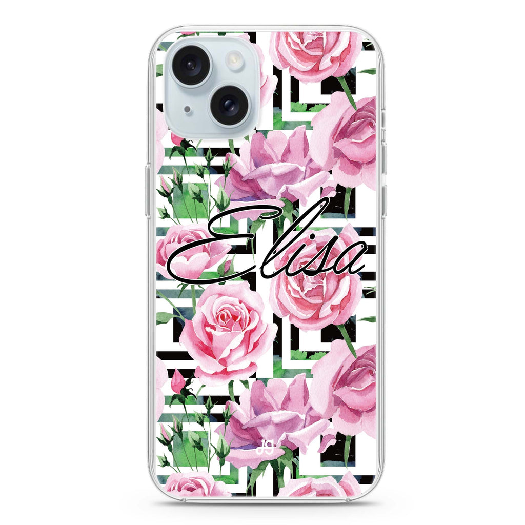 Rose Checkered iPhone 15 水晶透明保護殼