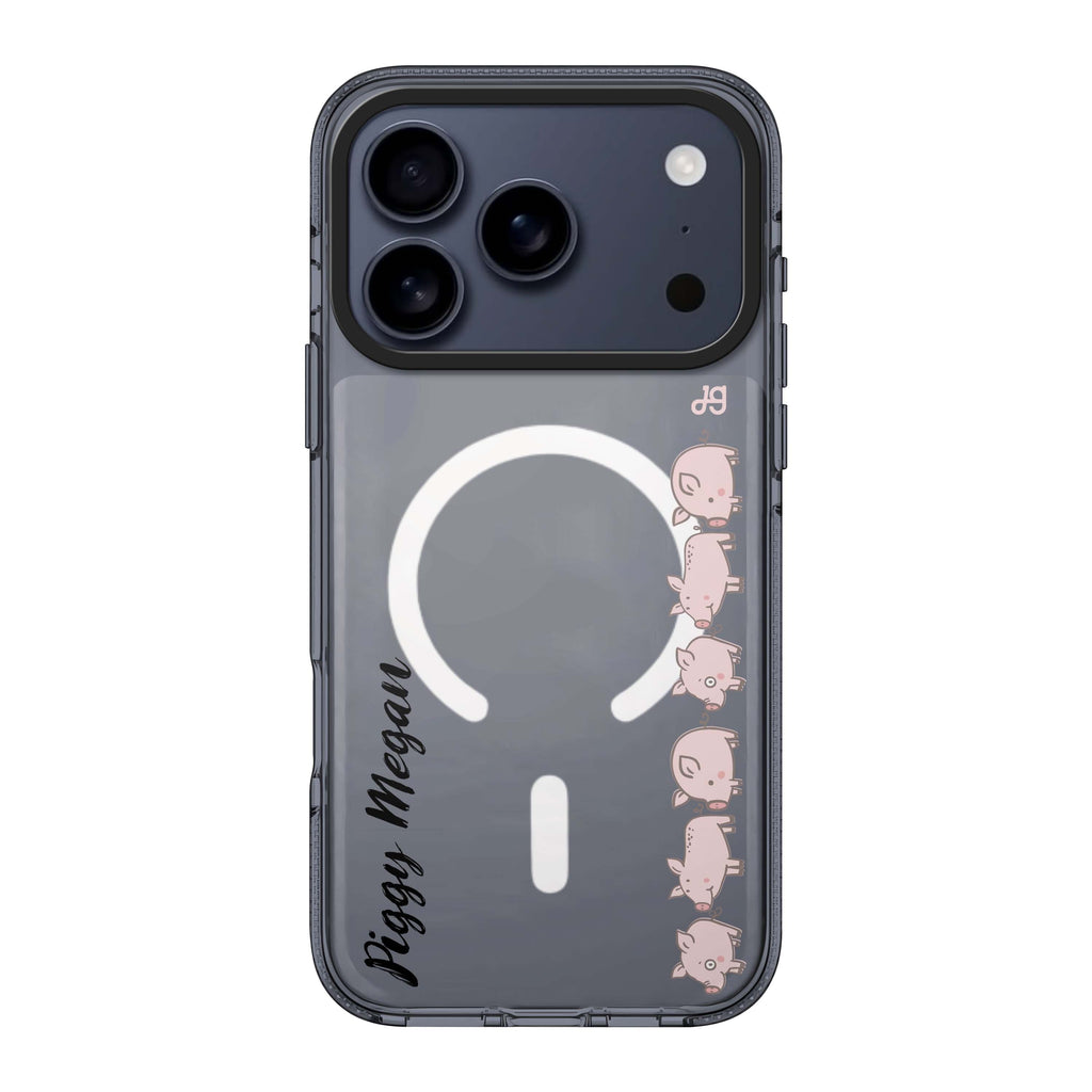 Piggy Corps iPhone 17 Pro Max MagSafe 水晶透明保護殼 小豬圖案設計 可自訂名字 圖1