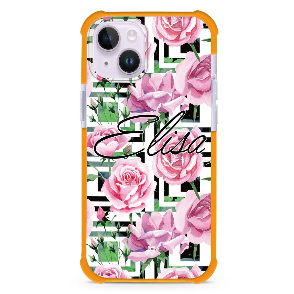 Rose Checkered iPhone 15 Plus Magsafe 兼容超強防摔保護殼